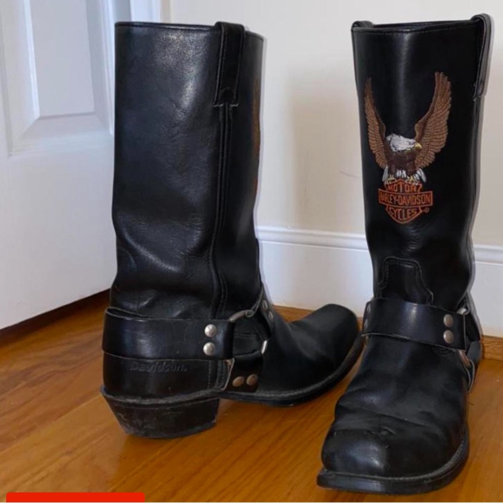 Harley-Davidson Black Leather Boots Classic Design